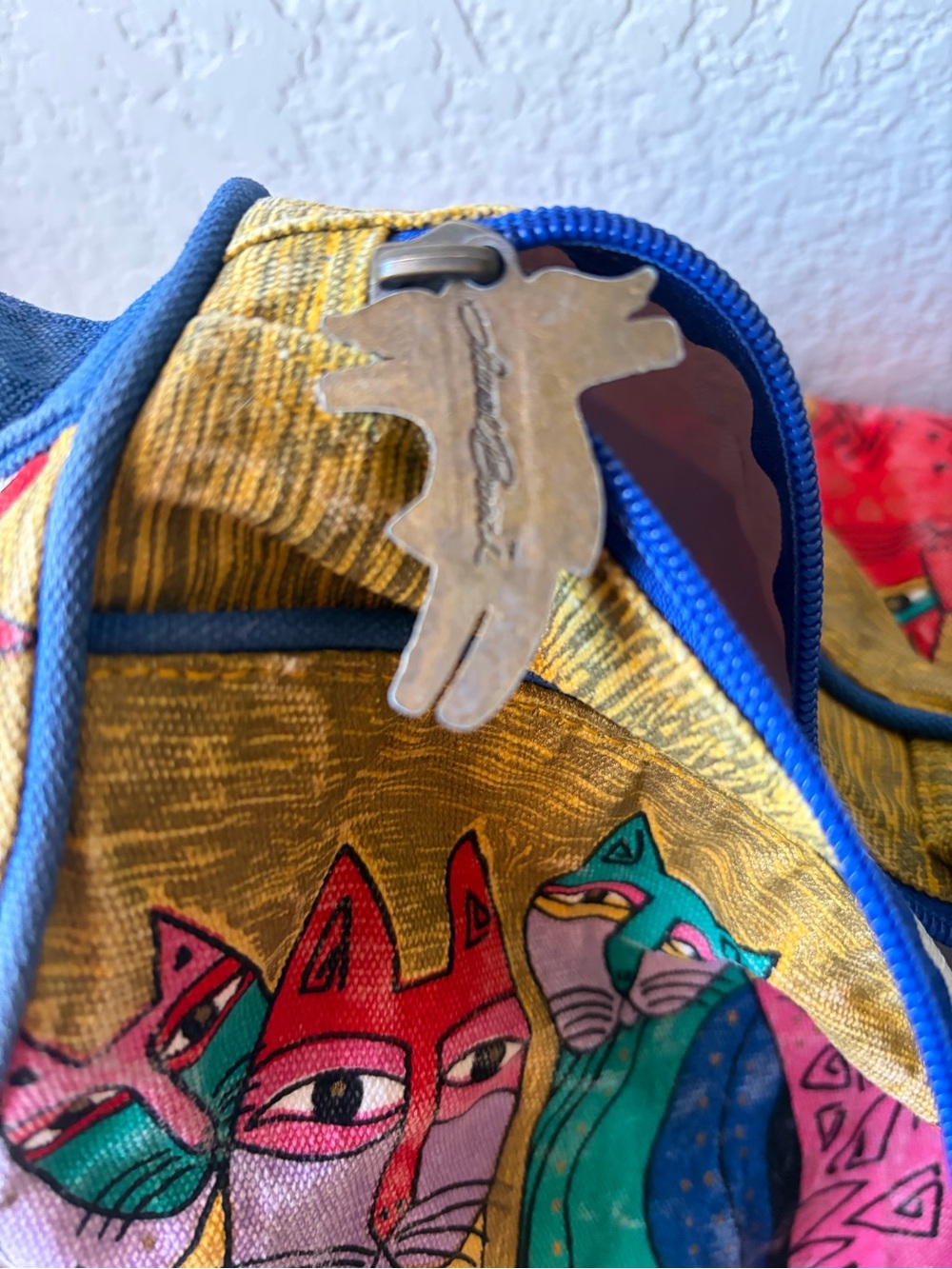 Laurel Burch Multi-Color Cat Print Travel Weekender - Yellow Accents #vintage - Picture 5 of 10